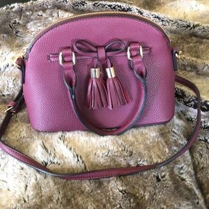 Maroon Satchel Crossbody Faux Leather Purse